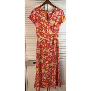 Sienna Sky Red Floral Midi Dress  Medium Summer Floral Dress Classy Old Money